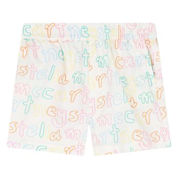Younger Girls Ivory Cotton Shorts