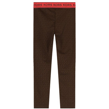 Girls Brown Logo Leggings