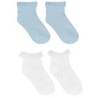 Baby Girls Blue & White Cotton Socks (2 Pack), 1, hi-res