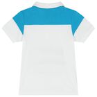 Boys White & Blue Logo Polo Shirt, 1, hi-res
