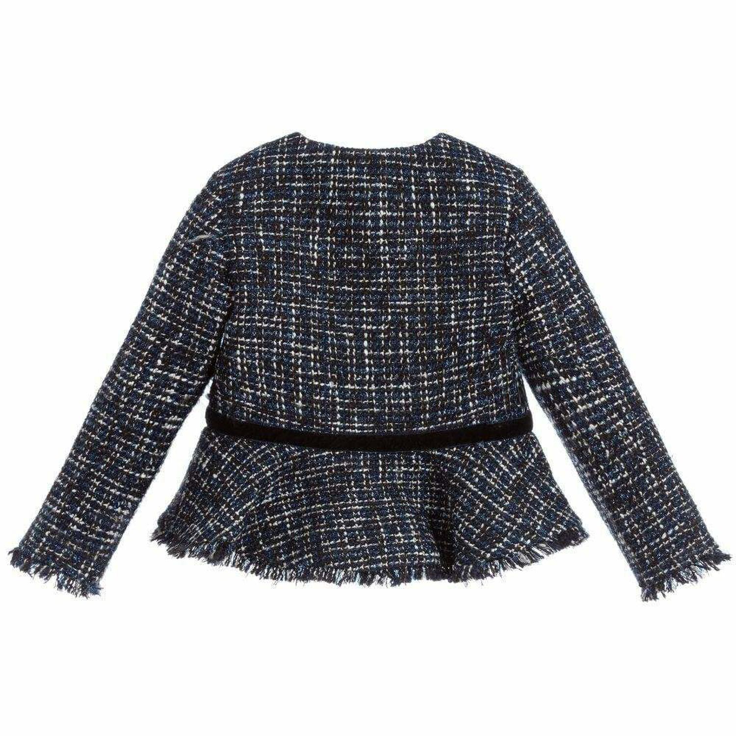 Girls Blue Tweed Jacket, 1, hi-res