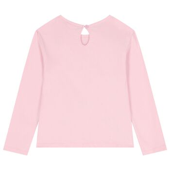 Girls Pink Bow Long Sleeve Top