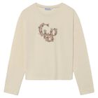 Girls Beige Embellished Long Sleeve Top, 1, hi-res