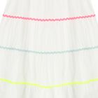 Girls White Tiered Dress, 1, hi-res