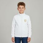 Boys White Logo Zip Up Top, 1, hi-res