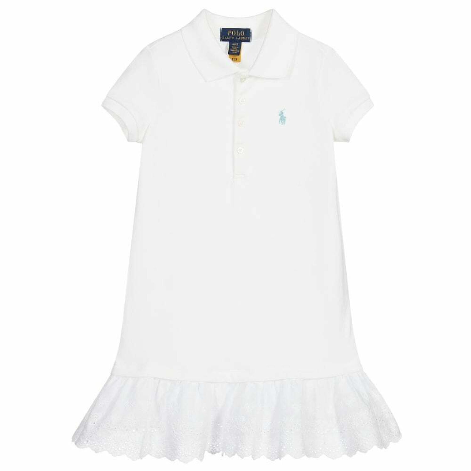 Girls White Logo Polo Dress, 1, hi-res