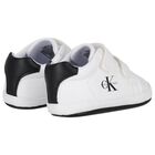 White Logo Baby Pre Walker Shoes, 1, hi-res
