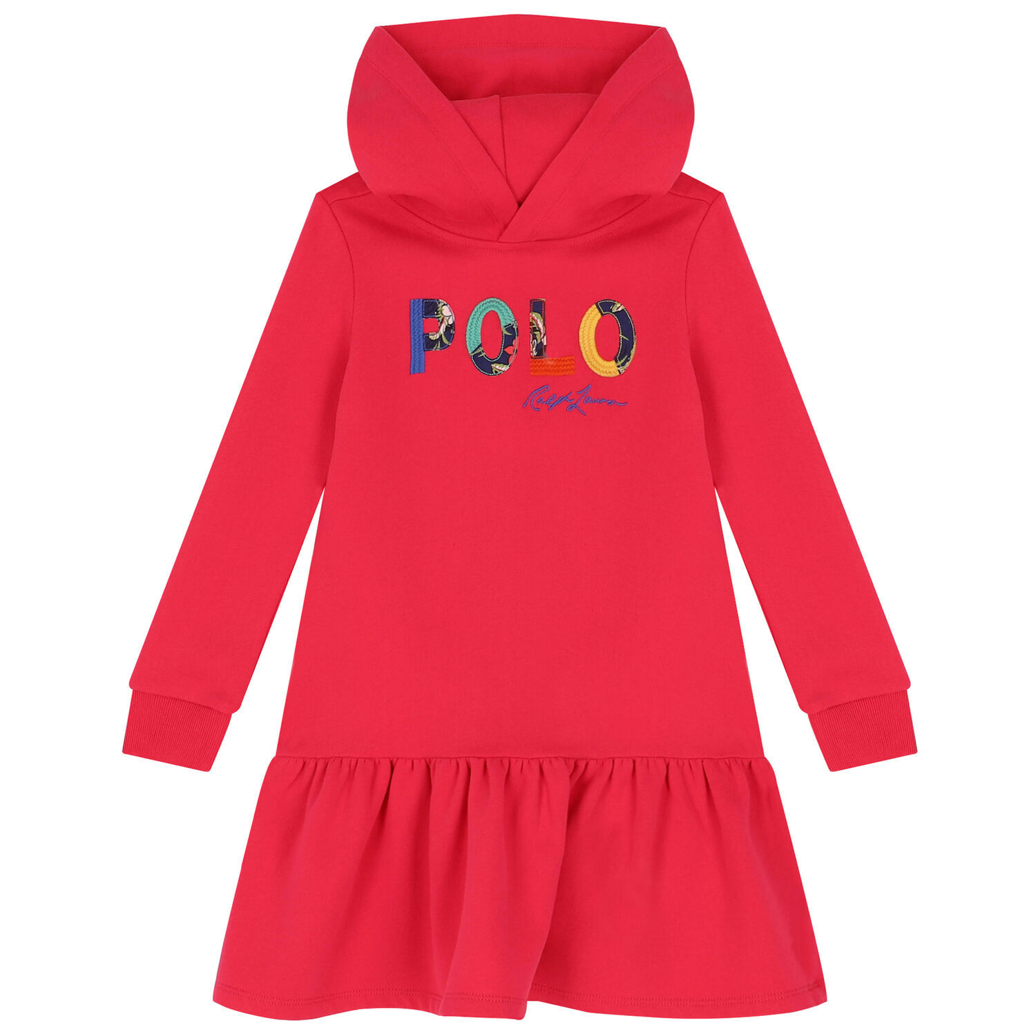 Girls Pink Logo Hooded Dress, 1, hi-res
