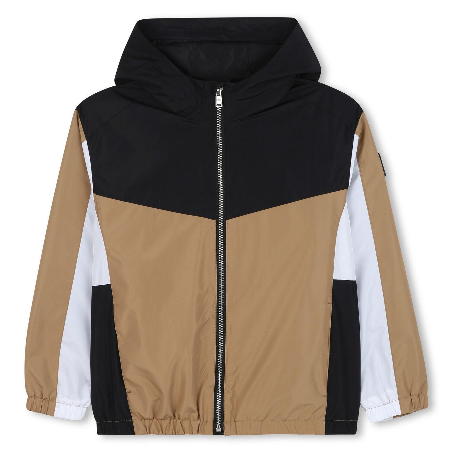 Boys Beige, Black & White Logo Windbreaker, 1, hi-res