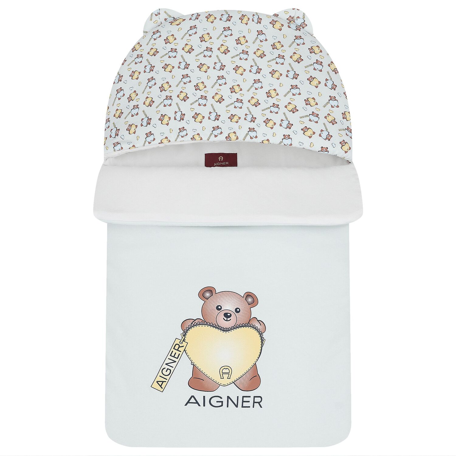 Baby Boys Blue & White Teddy Bear Logo Nest, 1, hi-res