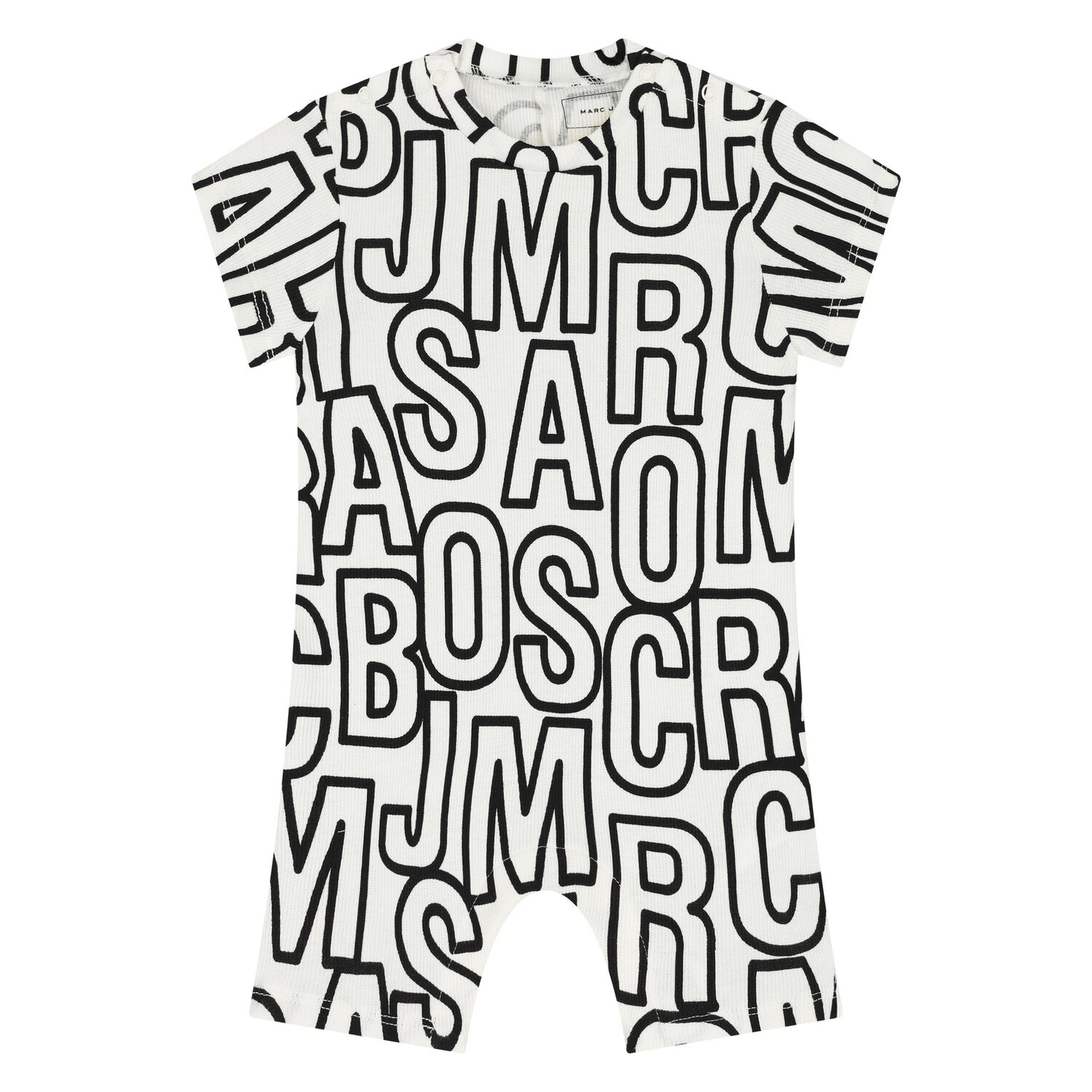 Baby Boys White & Black Logo Romper, 1, hi-res