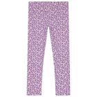 Girls Purple Floral Leggings, 1, hi-res