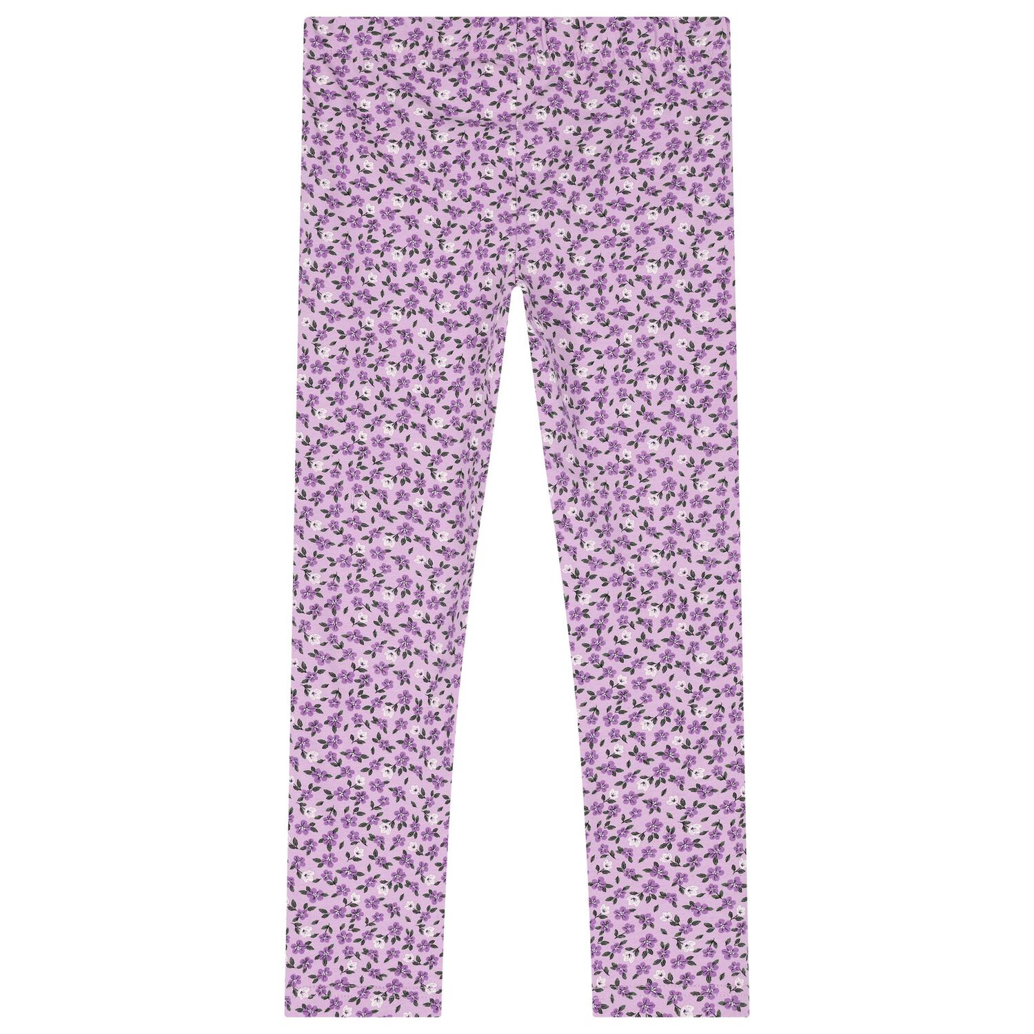 Girls Purple Floral Leggings, 1, hi-res image number null