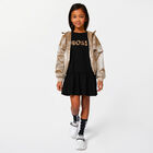 Girls Black Logo Long Sleeve Dress, 1, hi-res