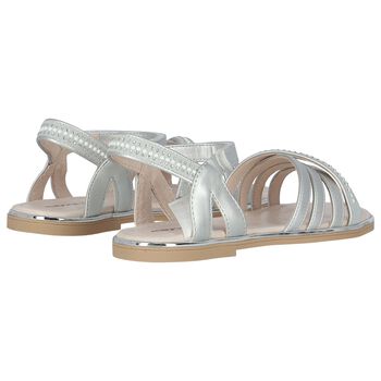 Girls Silver Rhinestone Sandals