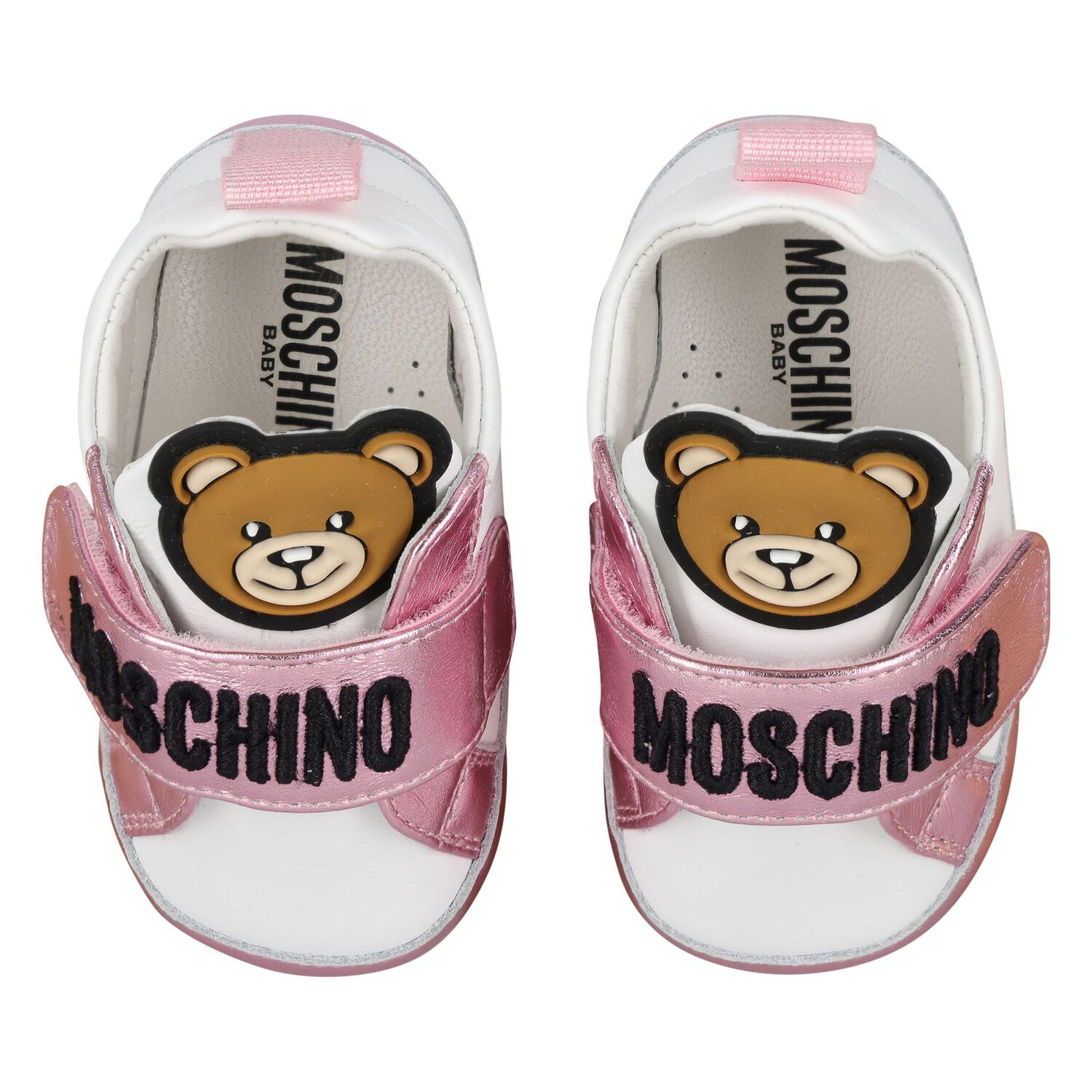 Baby Girls Pink & White Teddy Bear Pre Walker Shoes, 1, hi-res image number null