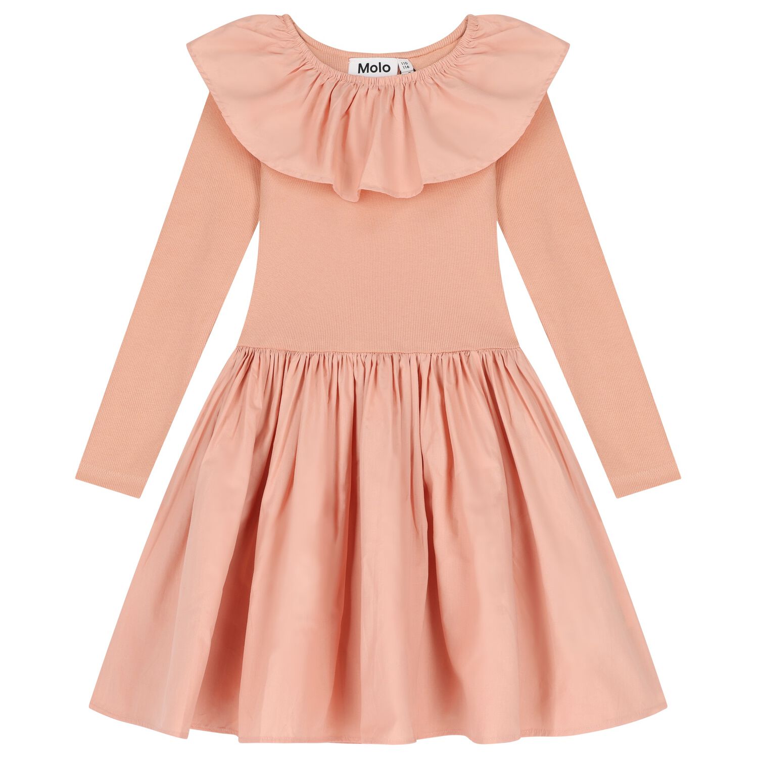 Girls Pink Ruffled Long Sleeve Dress, 1, hi-res image number null