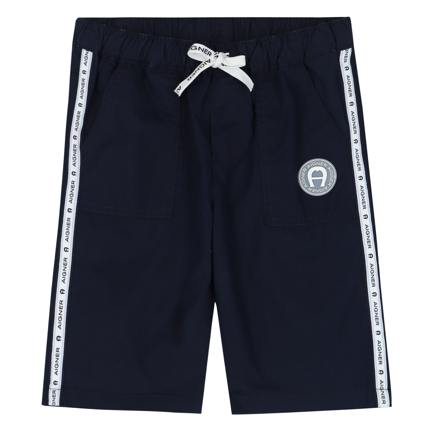 Boys Navy Logo Shorts, 3, hi-res