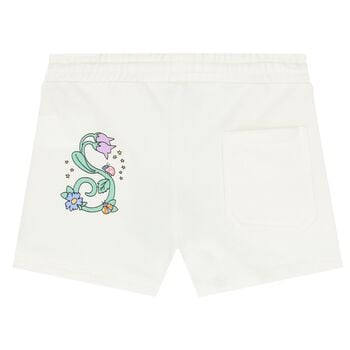 Girls Ivory Flower Shorts