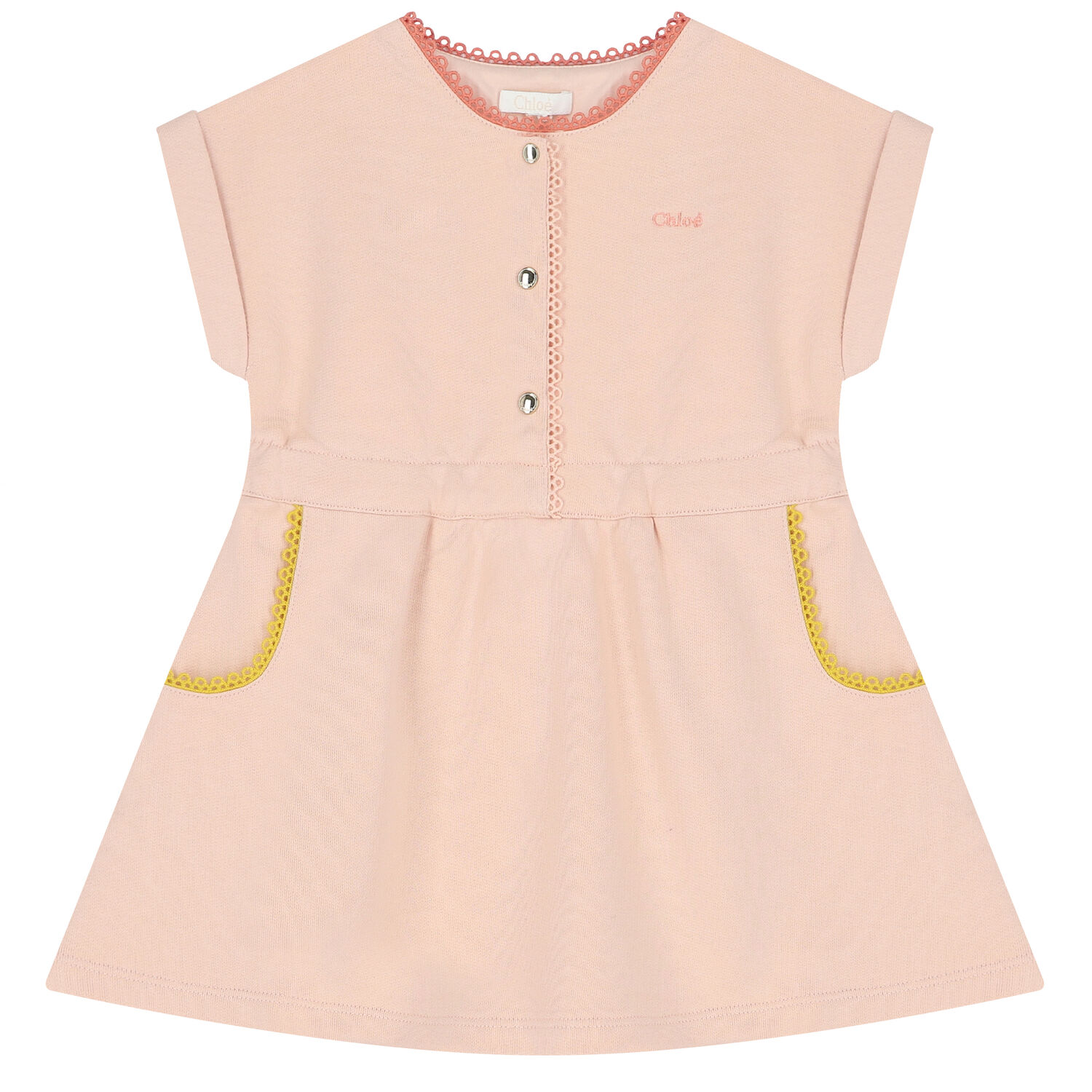 Younger Girls Pink Logo Dress, 1, hi-res