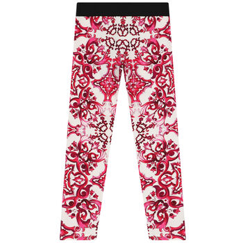 Girls Ivory & Pink Majolica Leggings
