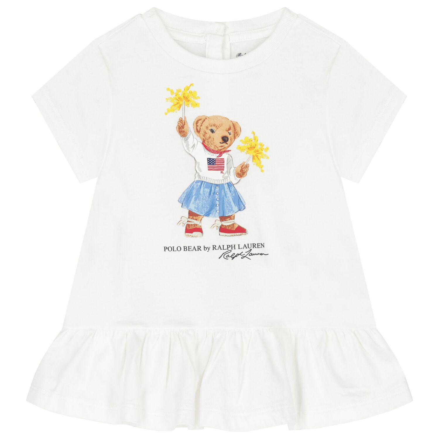 Baby Girls White & Navy Polo Bear Leggings Set, 1, hi-res