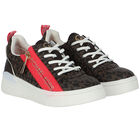 Girls Brown Logo Trainers, 1, hi-res