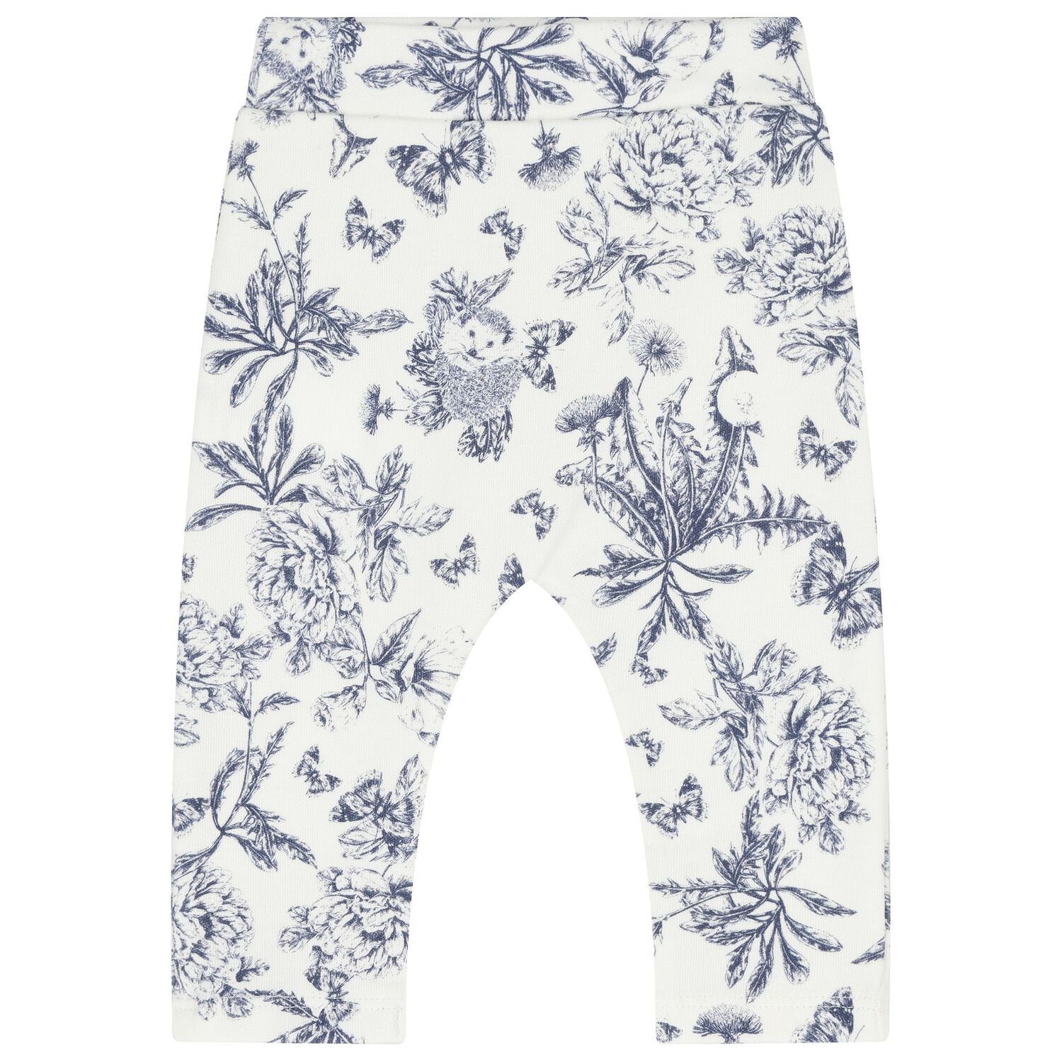 Navy Blue & White Toile De Jouy Cotton Baby Pyjamas, 1, hi-res