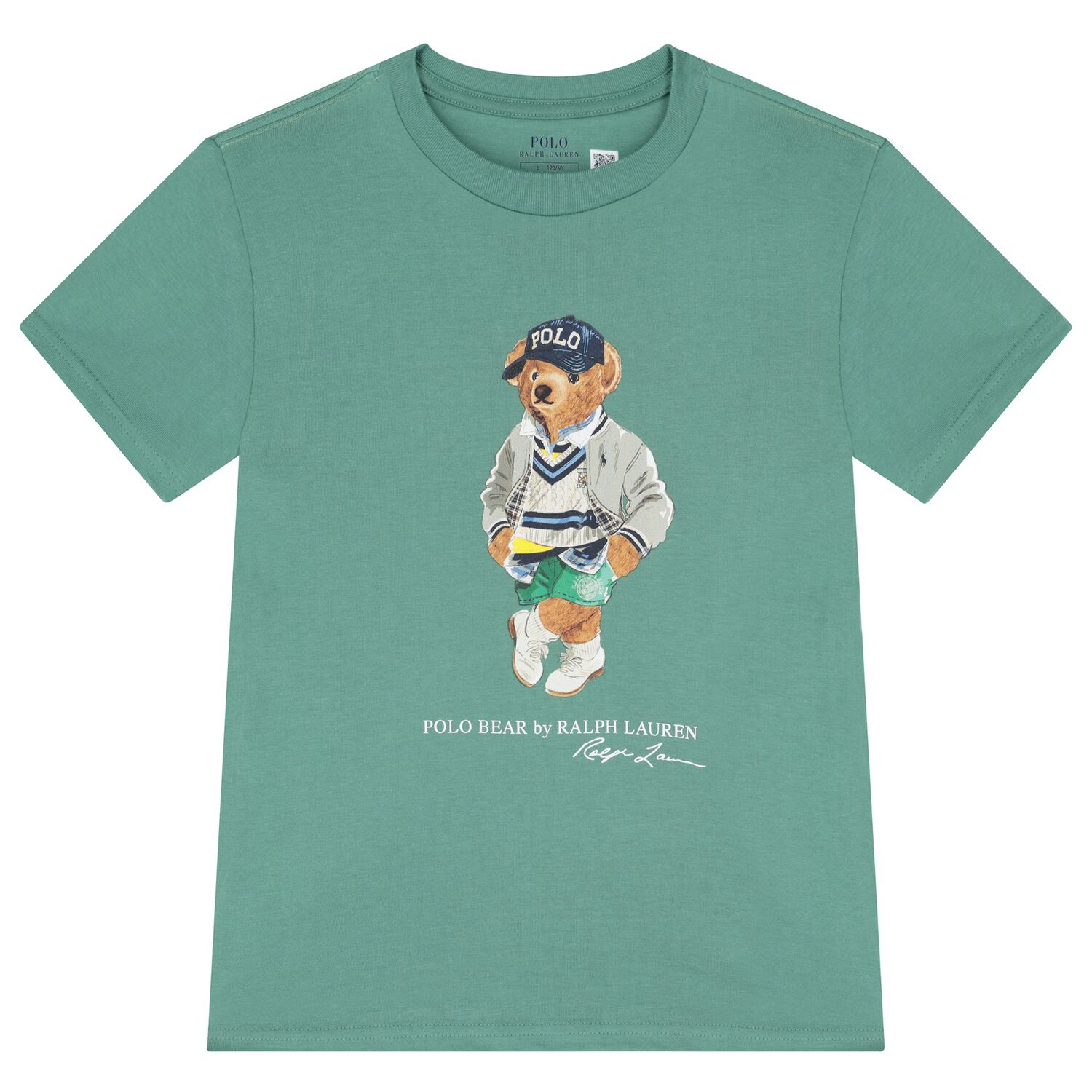 Boys Green Jersey Polo Bear T-Shirt, 1, hi-res