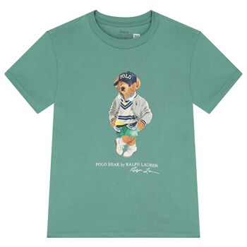 Boys Green Jersey Polo Bear T-Shirt
