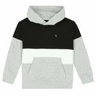 Boys Grey & Black Logo Hooded Top, 1, hi-res