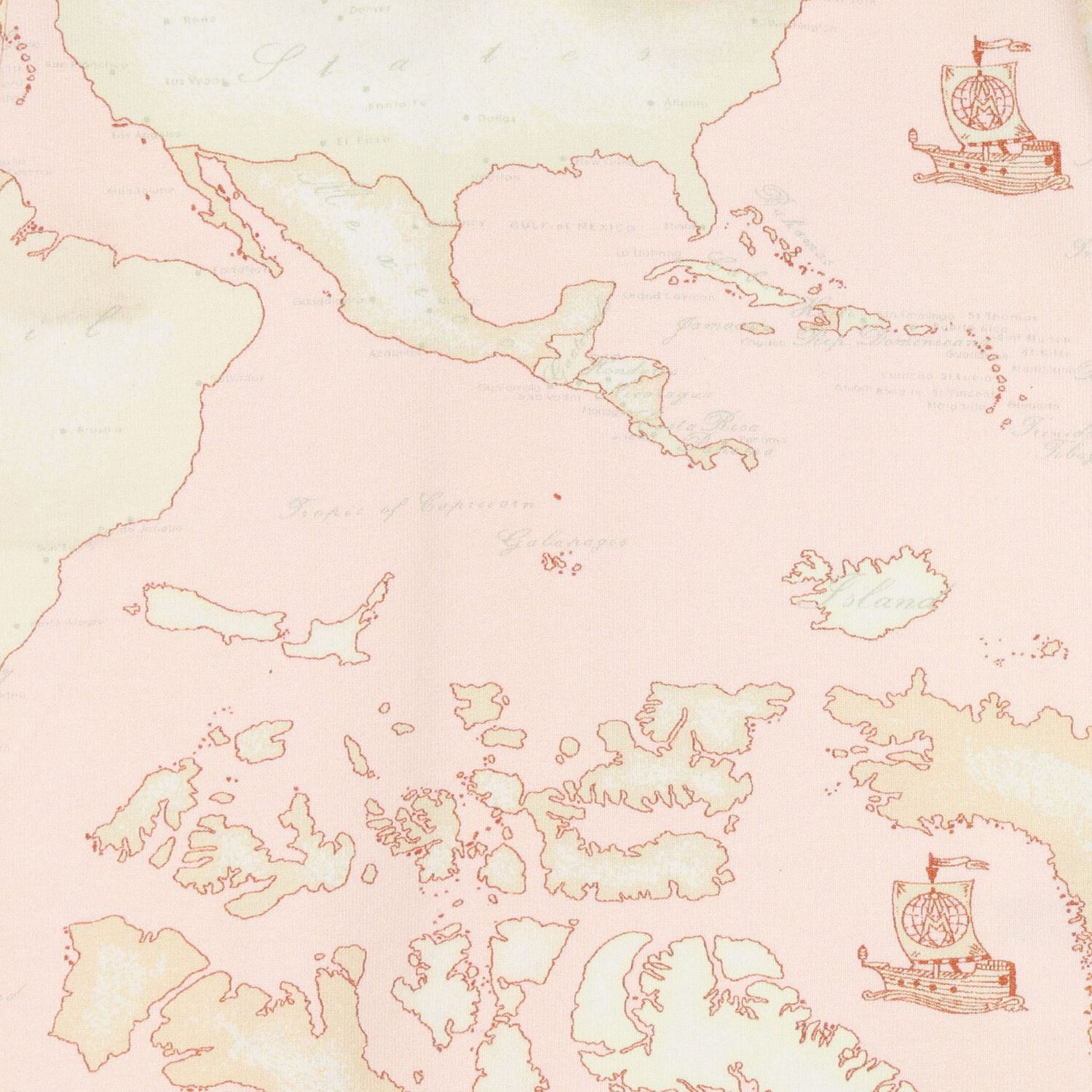 Baby Girls Ivory, Pink & Beige Geo Map Babygrow Set, 1, hi-res