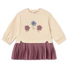 Younger Girls Beige & Pink Floral Dress, 2, hi-res