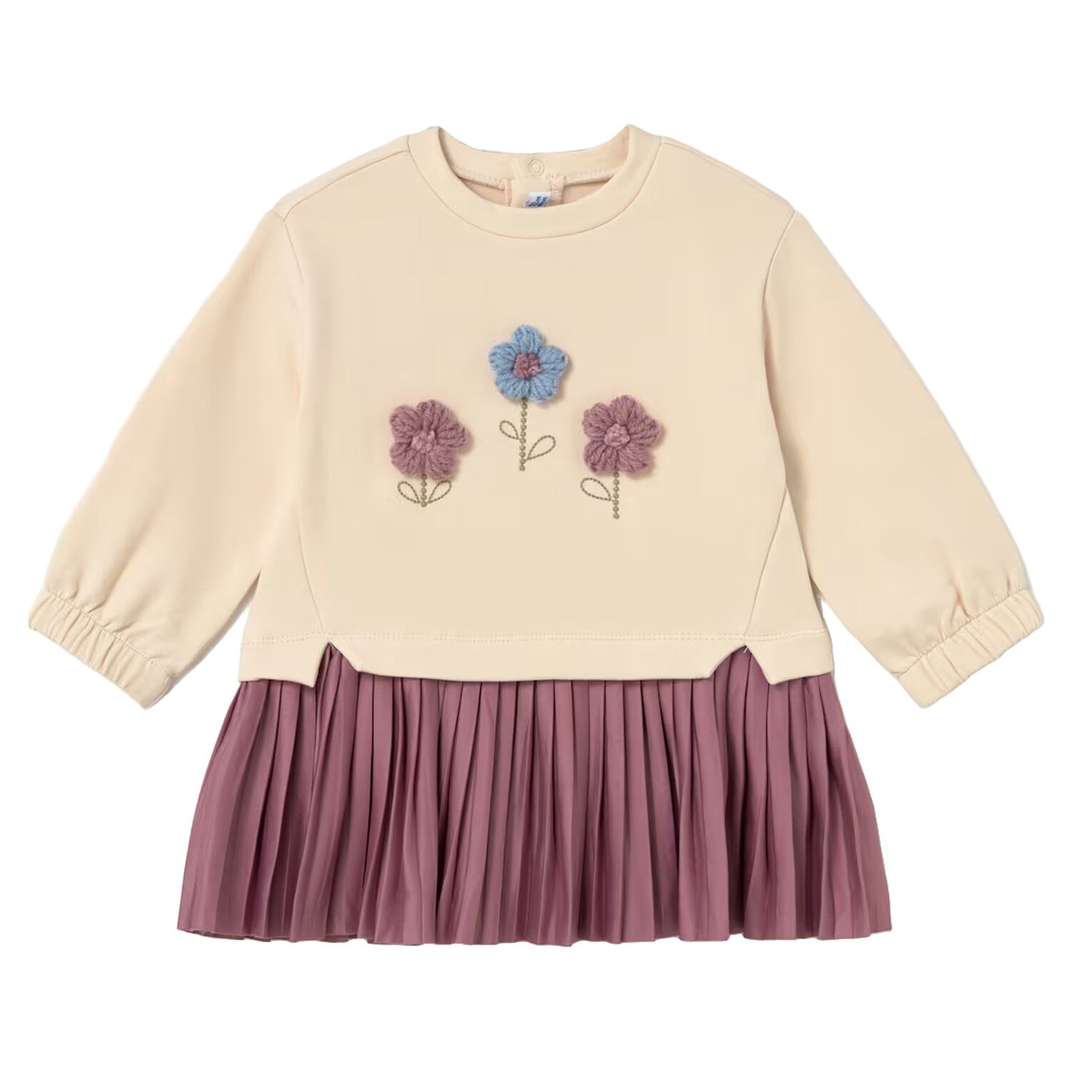 Younger Girls Beige & Pink Floral Dress, 2, hi-res