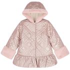 Girls Pink Quilted Puffer Jacket, 1, hi-res