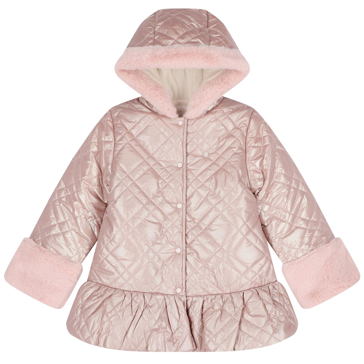 Girls Pink Quilted Puffer Jacket, 1, hi-res