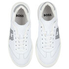 Girls White Logo Trainers, 1, hi-res