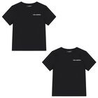 Boys Mini Me Black Logo T-Shirts ( 2 Pack ), 1, hi-res