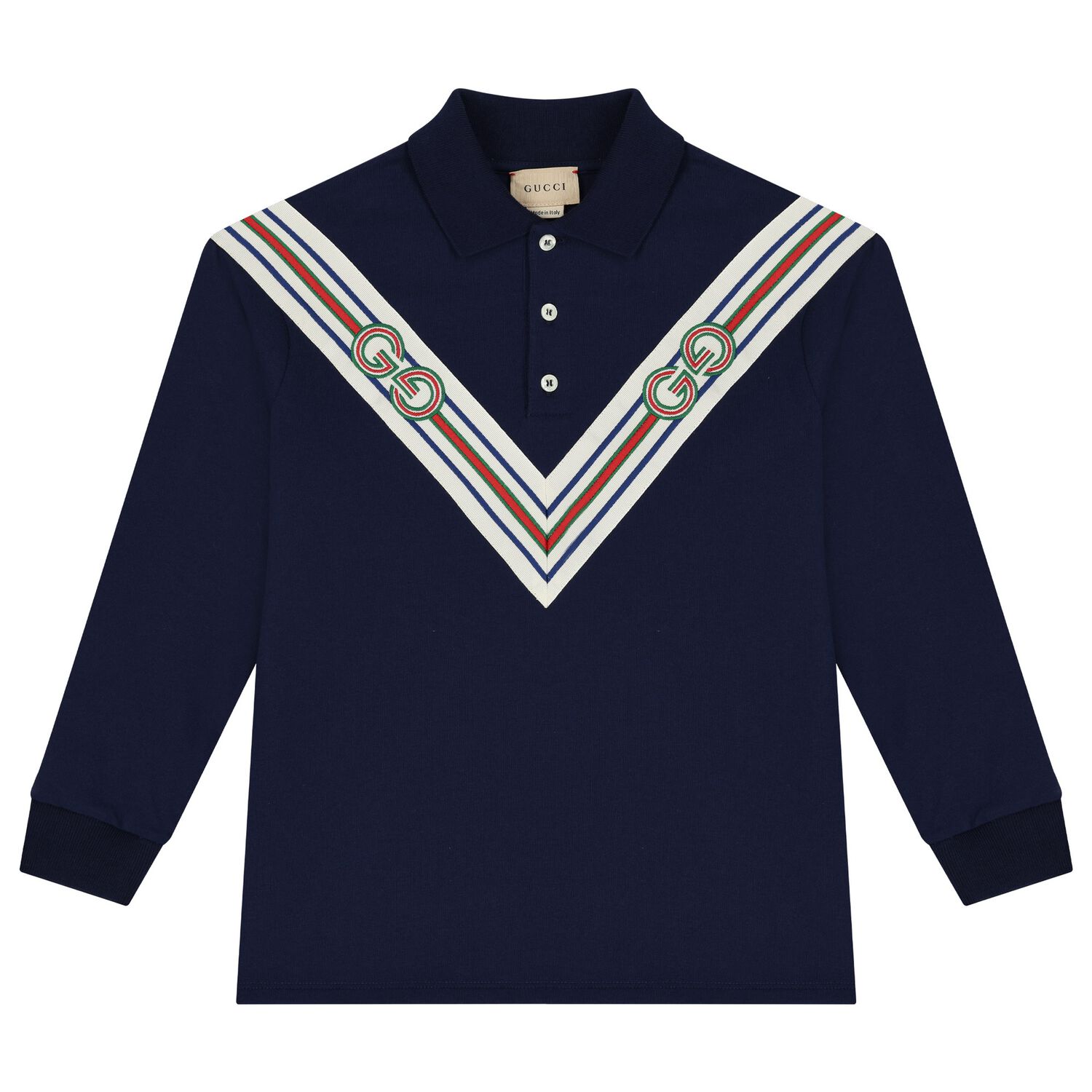 Boys Navy Blue Web Striped Polo Shirt, 1, hi-res image number null