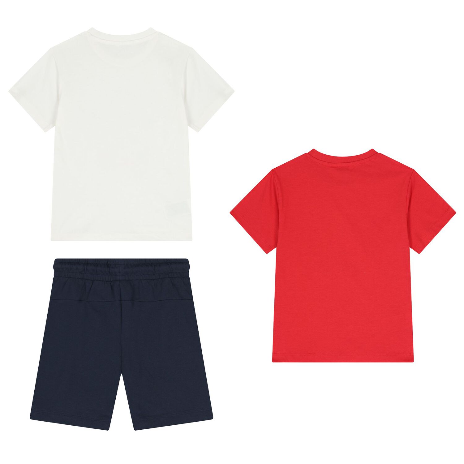 Boys White, Red & Navy Blue Shorts Set, 1, hi-res