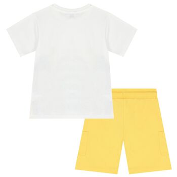 Boys White & Yellow Shorts Set