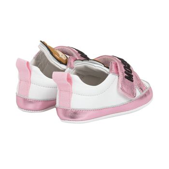 Baby Girls Pink & White Teddy Bear Pre Walker Shoes