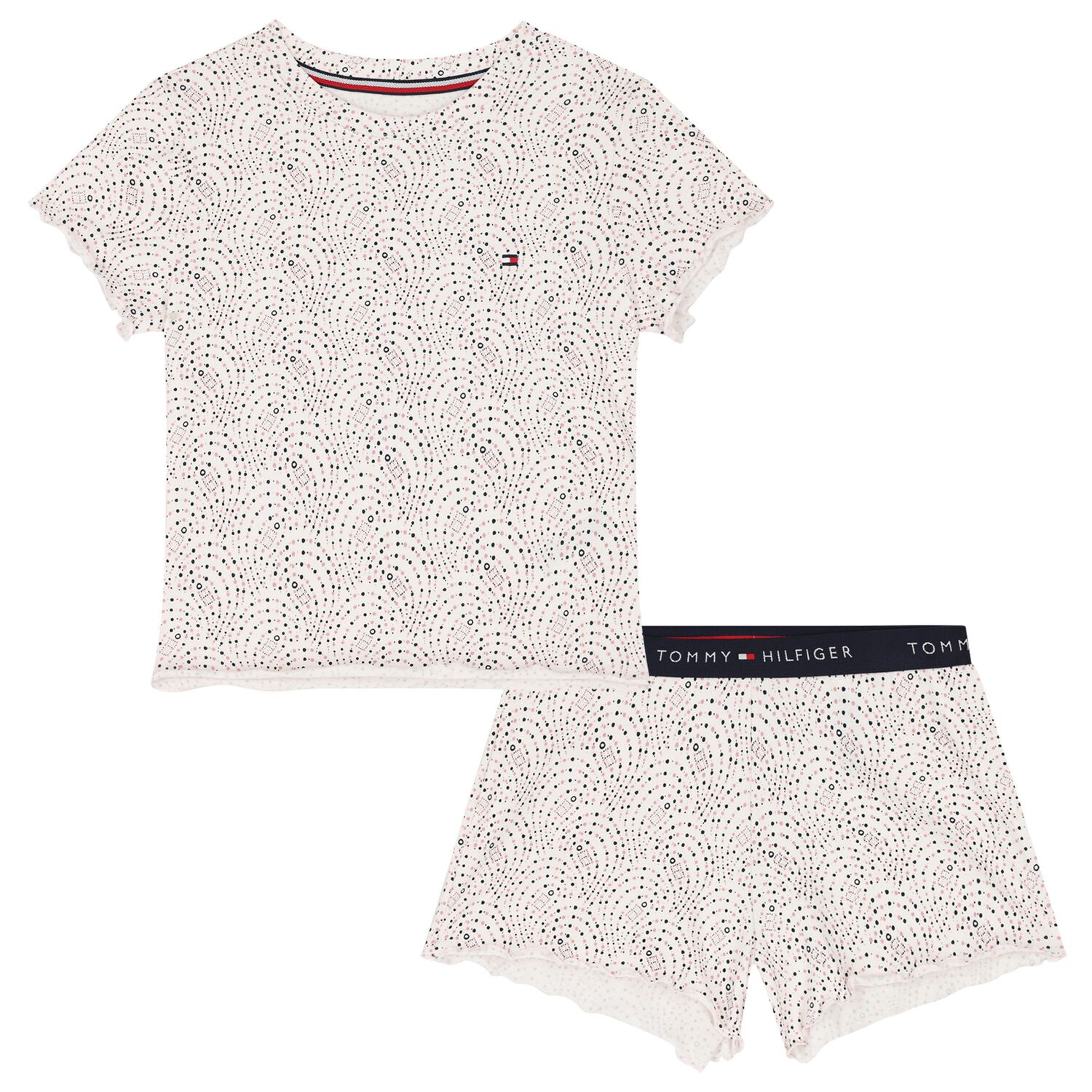 Girls Ivory & Pink Logo Pyjamas, 1, hi-res image number null