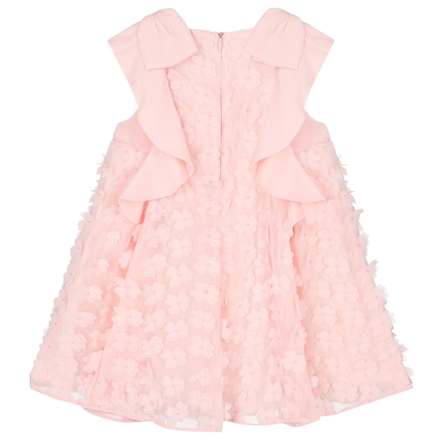 Girls Pink Flowers Chiffon Dress, 1, hi-res