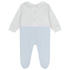 Baby Boys White & Blue Teddy Babygrow, 1, hi-res