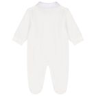 Baby Boys White & Ivory Teddy Bear Babygrow, 2, hi-res