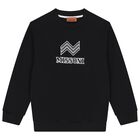 Boys Black Logo Sweatshirt, 1, hi-res