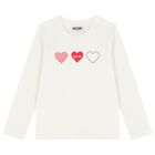 Girls Ivory Logo Long Sleeve Top, 1, hi-res