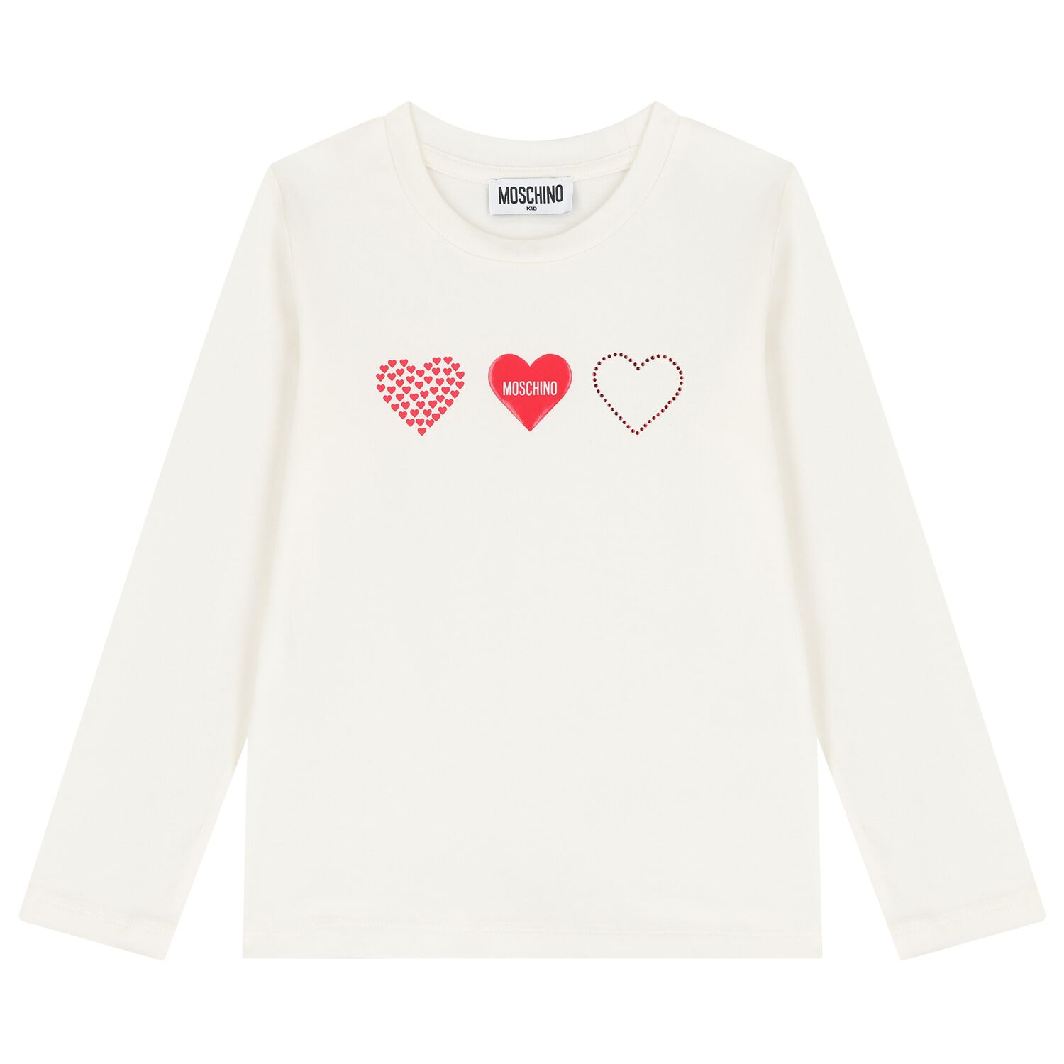 Girls Ivory Logo Long Sleeve Top, 1, hi-res