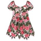 Girls Pink, Red & Green Embroidered Floral Dress, 1, hi-res
